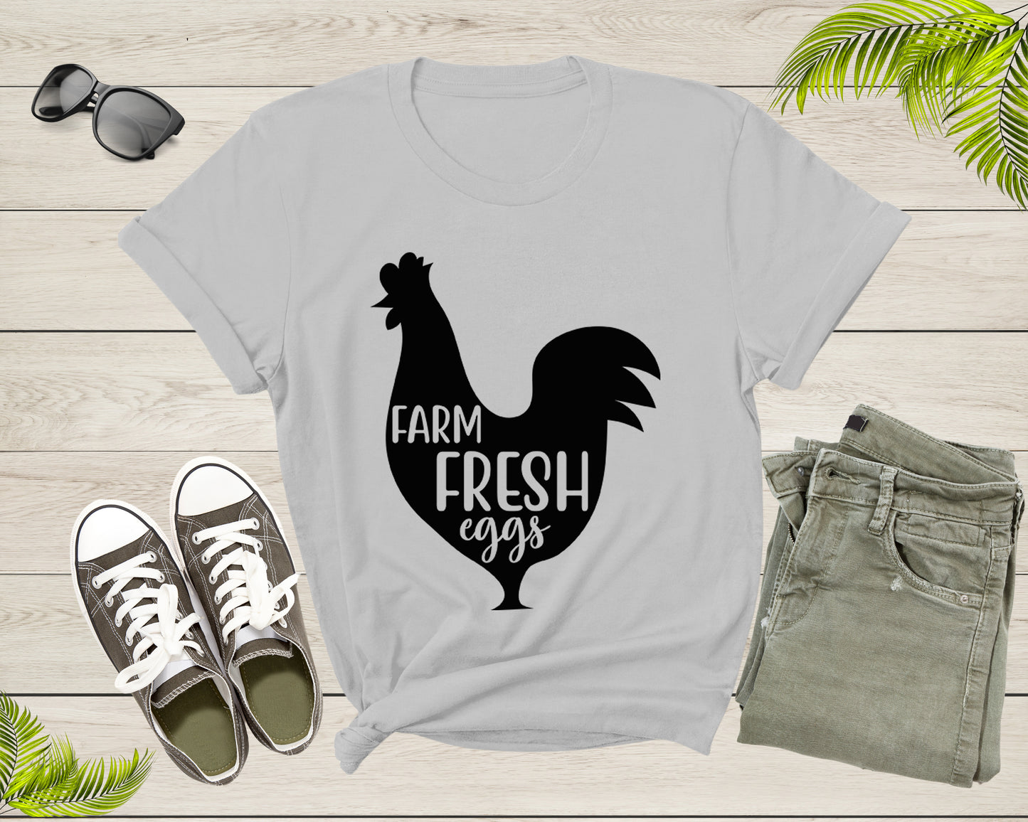 Farm Fresh Eggs Chicken Hen Chick Silhouette for Men Women T-Shirt Chicken Lover Gift T Shirt for Men Women Kids Boys Girls Graphic Tshirt