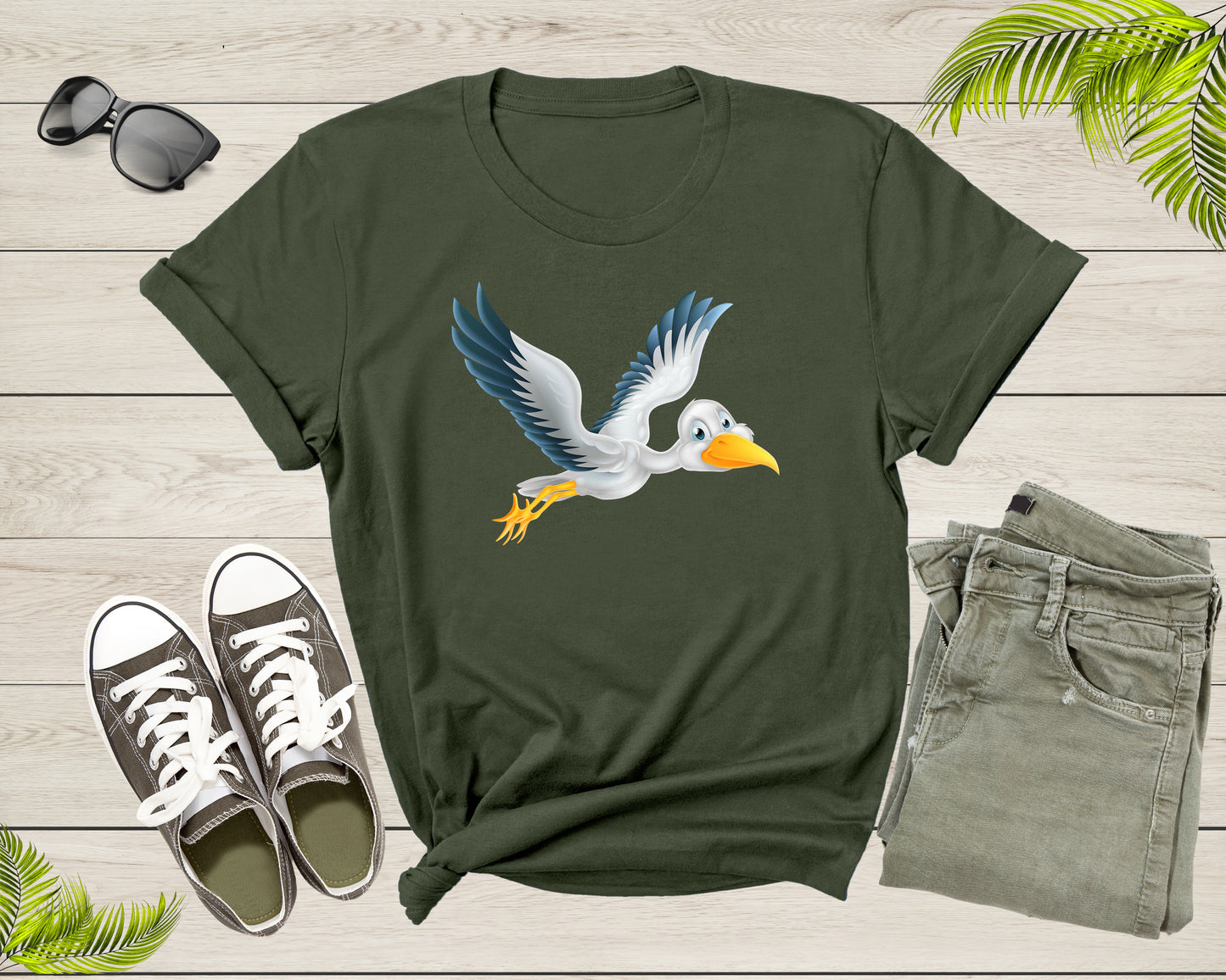 Flying Cute White Stork Bird Animal Migratory Family Bird T-shirt Stork Shirt Bird Lover Shirt Shoebill Stork Shirt Shoebill Stork Gift