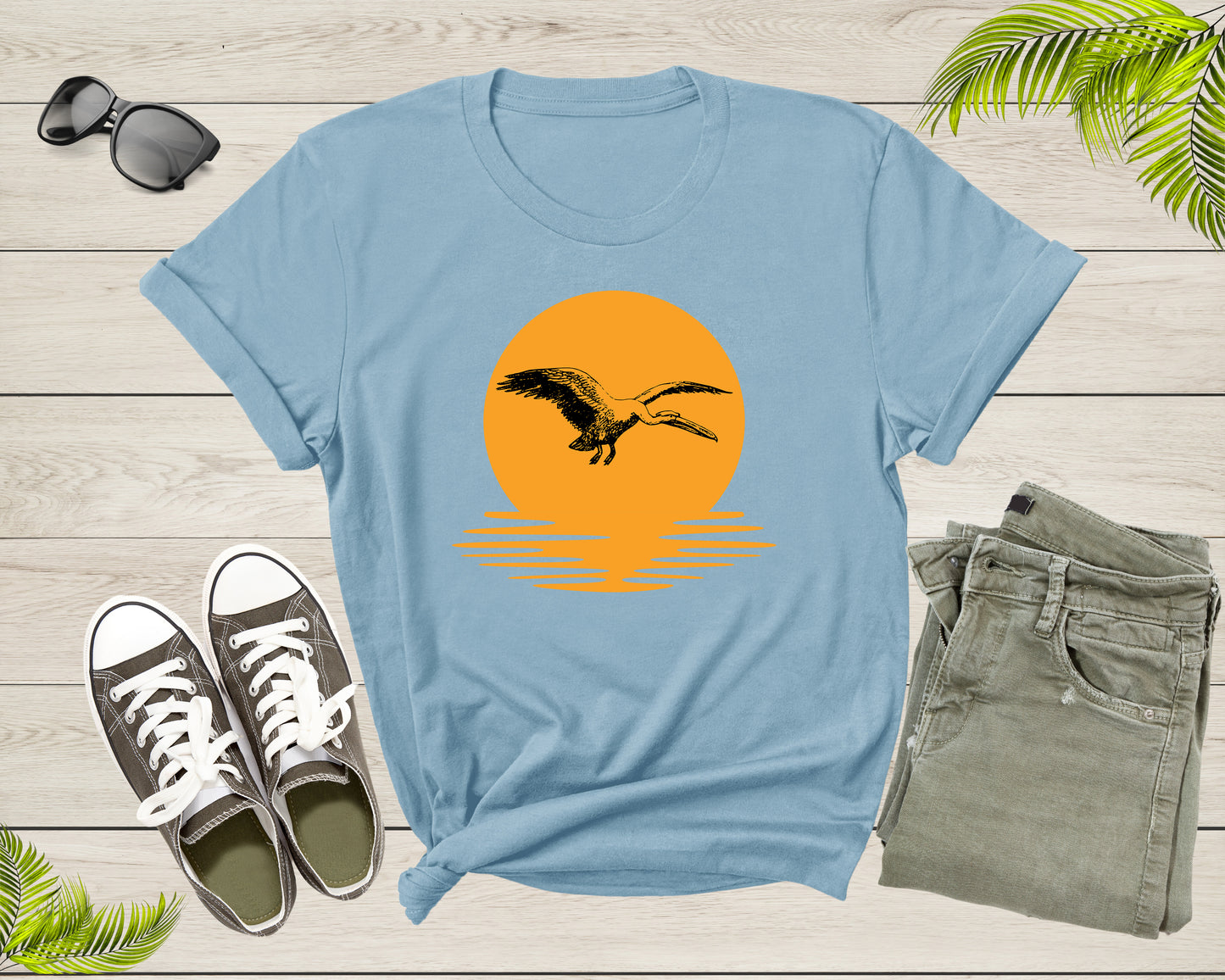 Flying Pelican Bird Animal Sunset Nature For Men Women Kids T-shirt Vintage Retro Pelican Print Shirt Outfit Youth Graphic Design Tshirt
