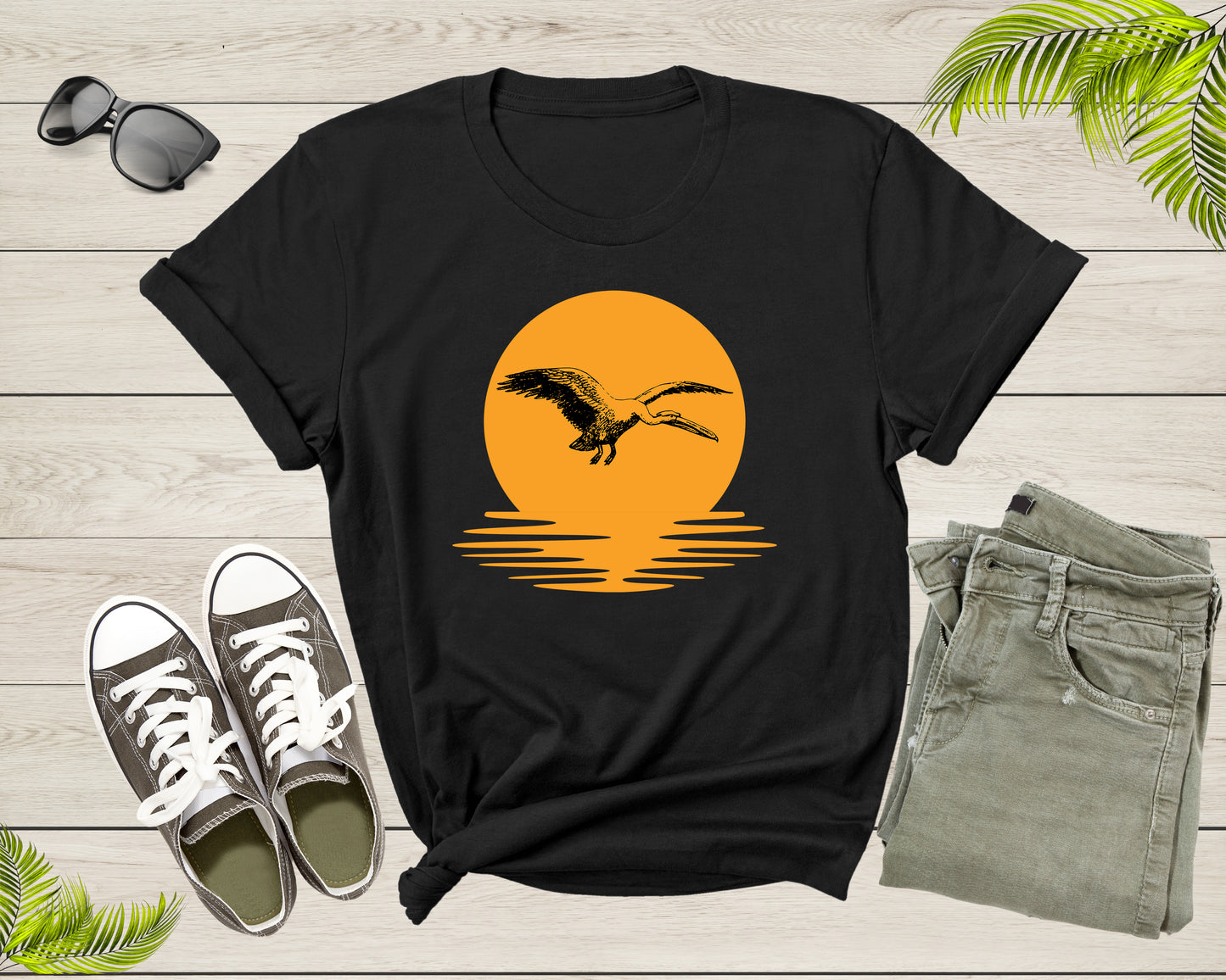 Flying Pelican Bird Animal Sunset Nature For Men Women Kids T-shirt Vintage Retro Pelican Print Shirt Outfit Youth Graphic Design Tshirt