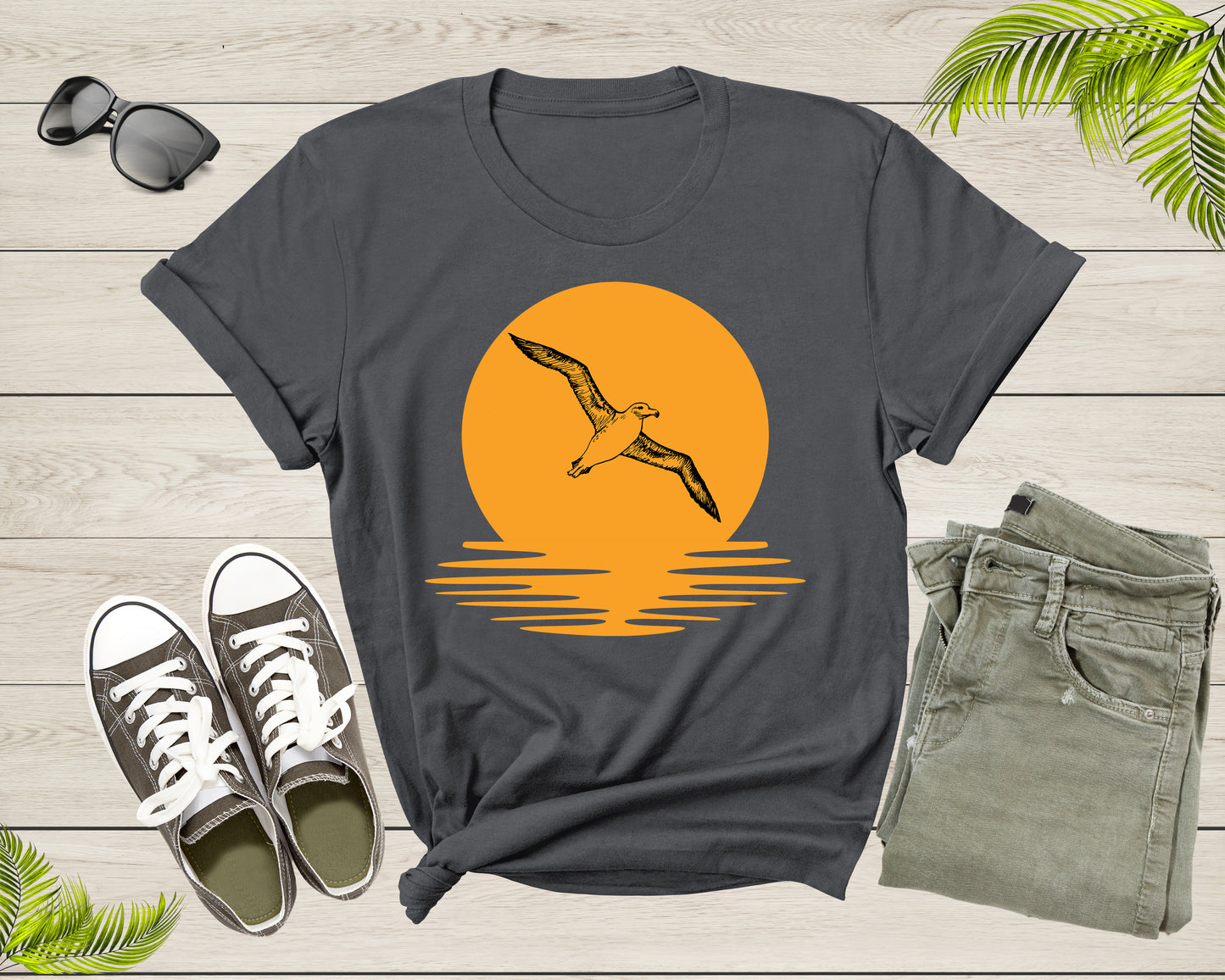 Flying Soaring Wandering Albatross Bird Lover Gift Shirt For Men Women Kids Boys Girls Cool Albatross Graphic Print Sunset Seabird Tshirt