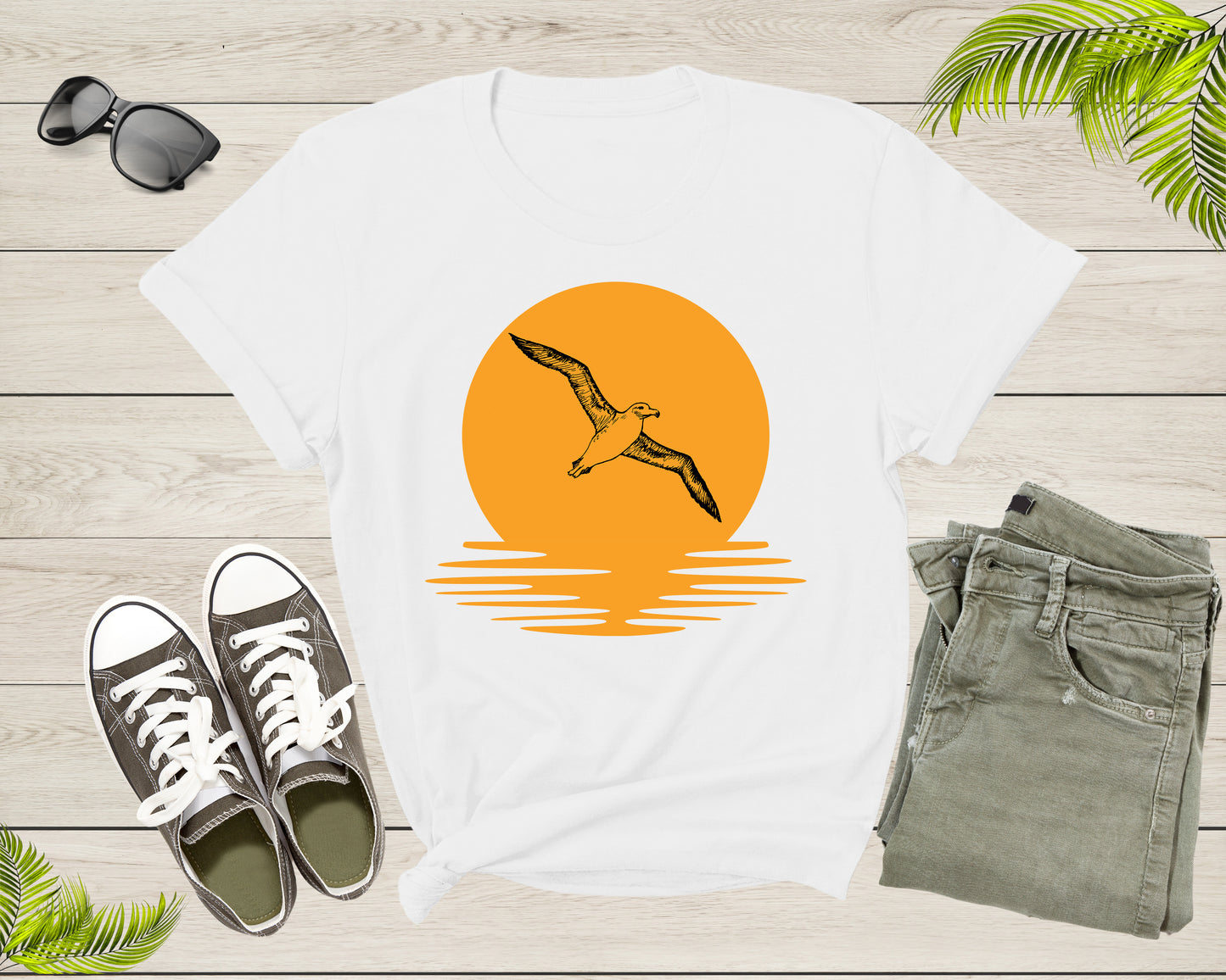 Flying Soaring Wandering Albatross Bird Lover Gift Shirt For Men Women Kids Boys Girls Cool Albatross Graphic Print Sunset Seabird Tshirt