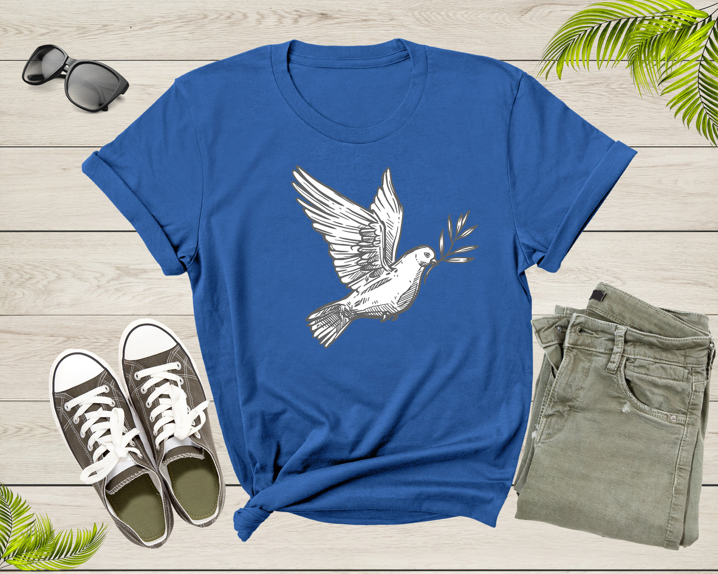 Flying White Dove Pigeon Bird with Olive Branch Peace Symbol T-Shirt Dove Lover Gift T Shirt for Men Women Kids Boys Girls Graphic Tshirt