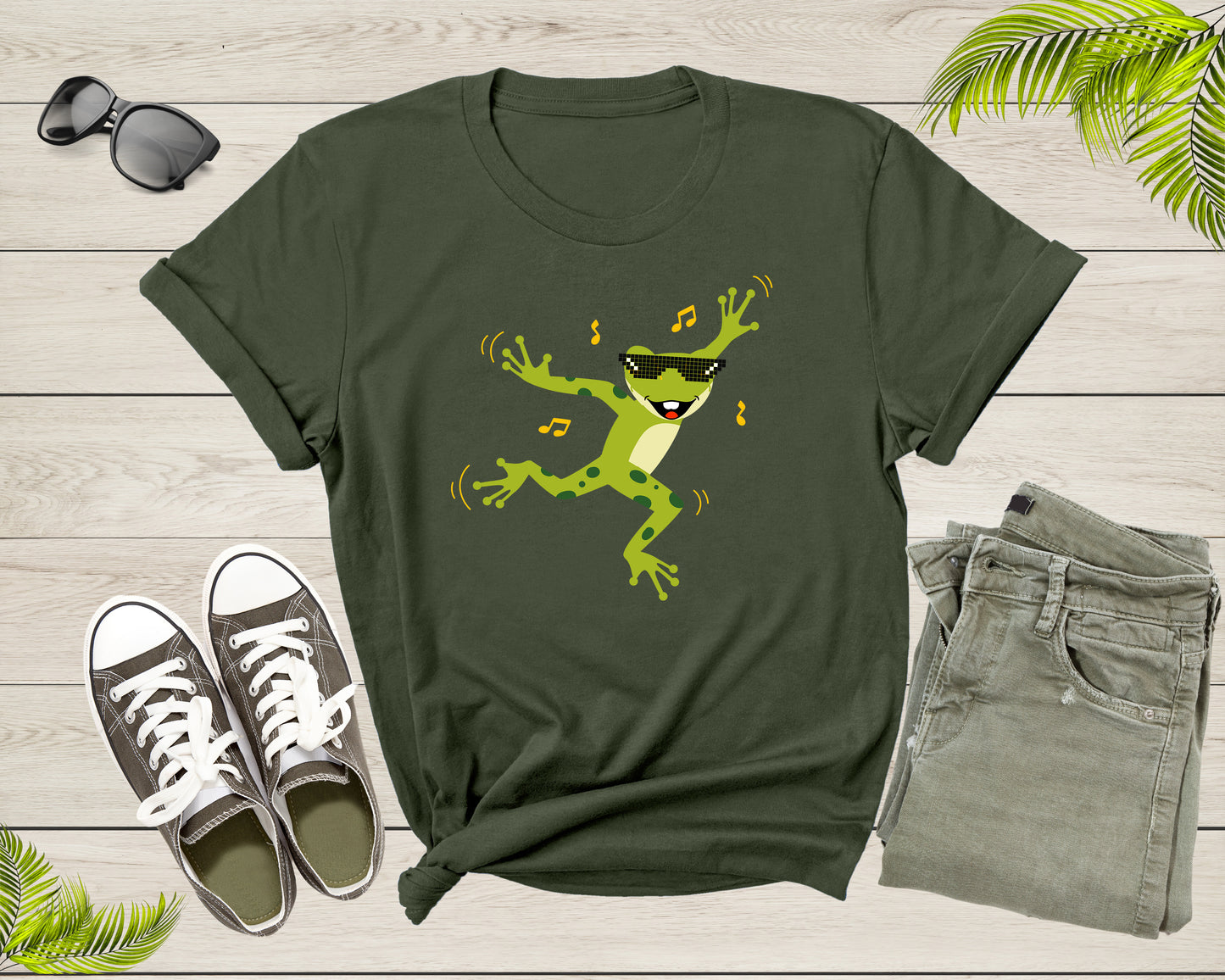 Funny Cute Green Dancing Frog Toad Cartoon for Women Men T-Shirt Frog Lover Gift T Shirt for Men Women Kids Boys Girls Graphic Tshirt