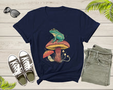 Load image into Gallery viewer, Cool Green Frog Toad Animal Sitting on Mushrooms Thinking T-Shirt Frog Lover Shirt Frog And Toad Mushroom Shirt Frog Lover Animal Tshirt

