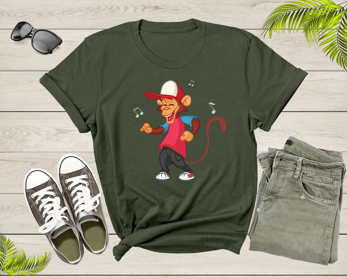 Funny Dancing Monkey Ape Music Note for Men Women Boys Girls T-Shirt Monkey Lover Gift T Shirt for Men Women Kids Boys Girls Graphic Tshirt