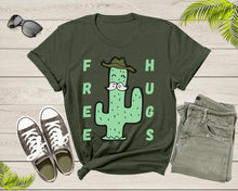 Load image into Gallery viewer, Funny Desert Cactus Cowboy Hat Mustache Free Hugs Sarcastic T-Shirt Cactus Lover Gift T Shirt for Men Women Kids Boys Girls Graphic Tshirt
