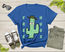 Load image into Gallery viewer, Funny Desert Cactus Cowboy Hat Mustache Free Hugs Sarcastic T-Shirt Cactus Lover Gift T Shirt for Men Women Kids Boys Girls Graphic Tshirt
