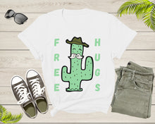 Load image into Gallery viewer, Funny Desert Cactus Cowboy Hat Mustache Free Hugs Sarcastic T-Shirt Cactus Lover Gift T Shirt for Men Women Kids Boys Girls Graphic Tshirt
