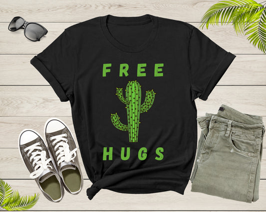 Funny Desert Cactus Plant Tree Lover Free Hugs Sarcastic T-Shirt Cactus Lover Gift T Shirt for Men Women Kids Boys Girls Graphic Tshirt