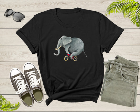 Funny Elephant Bicycle Lover Gift Idea Shirt Women Men Kid Boys Girls Bicycle Tshirt Design Bike Lover Birthday Present Dad Mom T-shirt