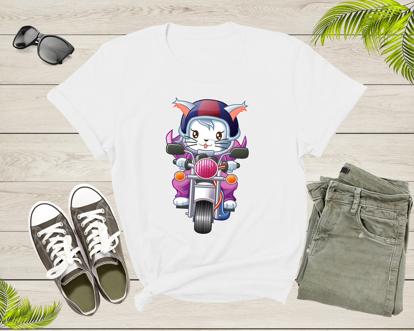 Happy Cat Kitten Rider Riding Bike Motorcycle Motorbike T-shirt Cat Lover Funny Cat Shirt Cute Cat Owner Mom Shirt Cat Lady Rider Tshirt