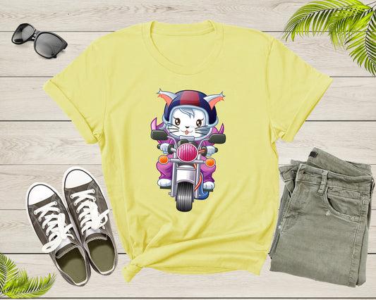 Happy Cat Kitten Rider Riding Bike Motorcycle Motorbike T-shirt Cat Lover Funny Cat Shirt Cute Cat Owner Mom Shirt Cat Lady Rider Tshirt