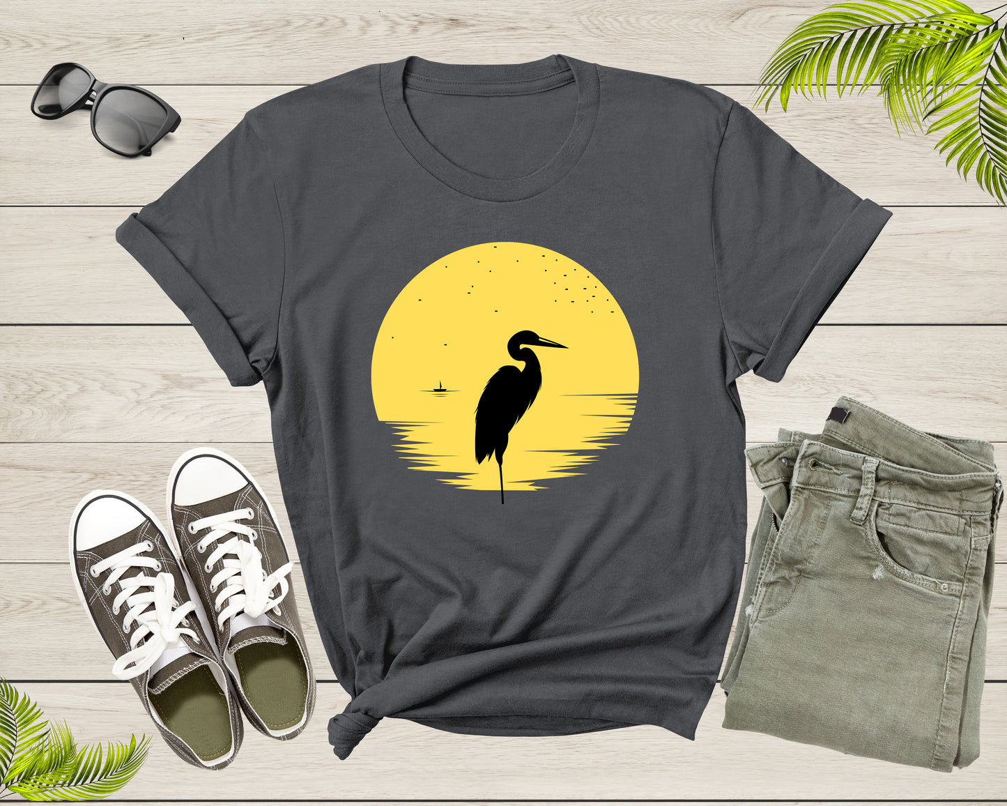 Heron Birds at Sunset Animal Wildlife Bird for Men Women T-Shirt Heron Bird Lover Gift T Shirt for Men Women Kids Boys Girls Tshirt
