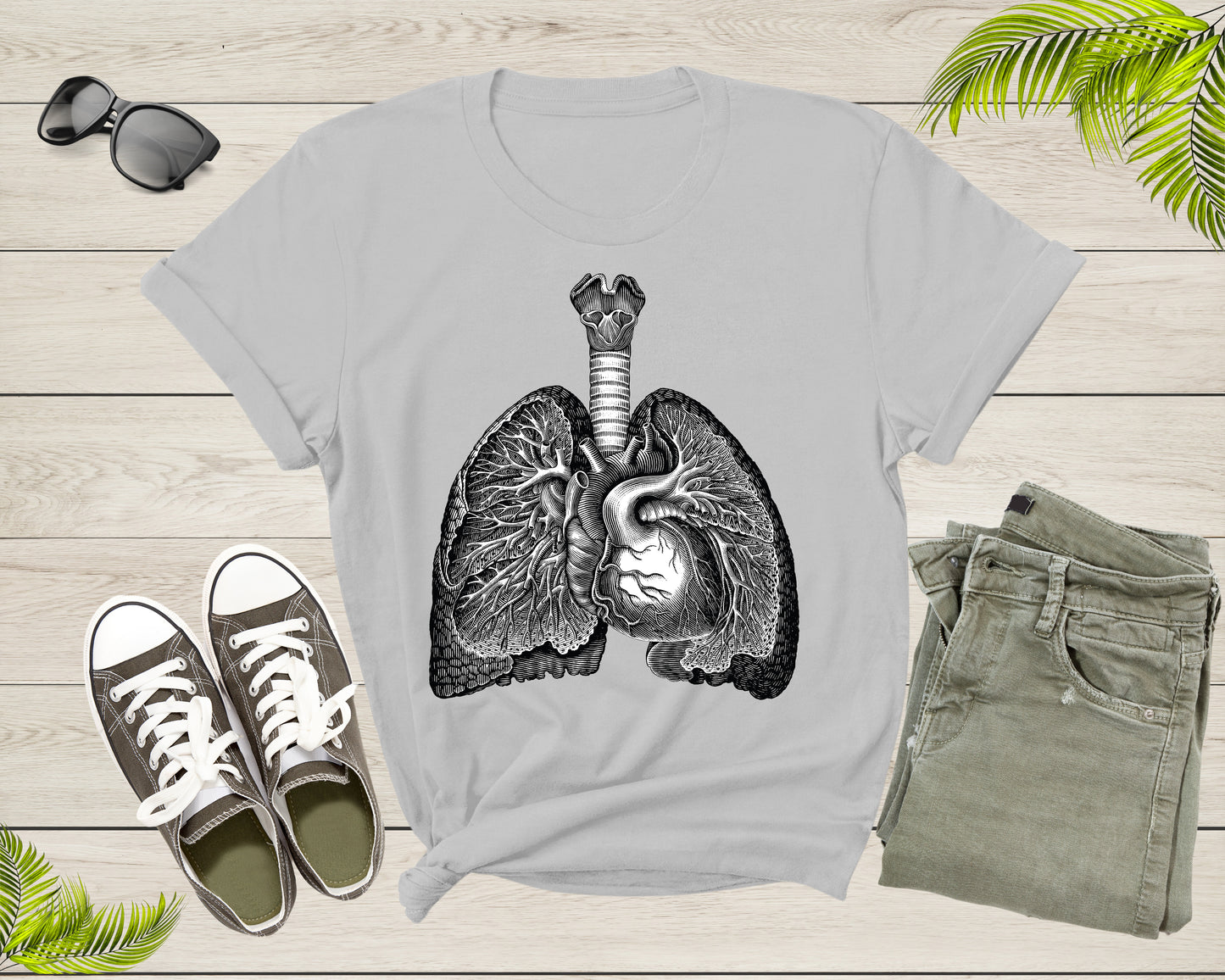 Human Internal Organs Lungs Heart Upper Body Anatomy Lover T-Shirt Doctor Nurse Gift T Shirt for Men Women Kids Boys Girls Tshirt