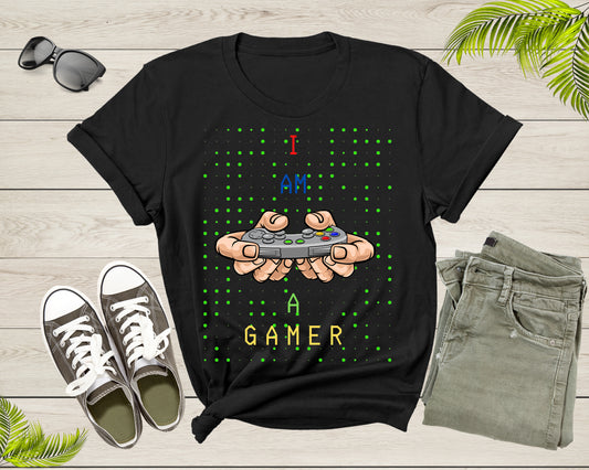 I am a Gamer Video Game Player Computer Game Controller T-Shirt Game Play Lover T Shirt Gift for Men Women Kids Boys Girls Tshirt