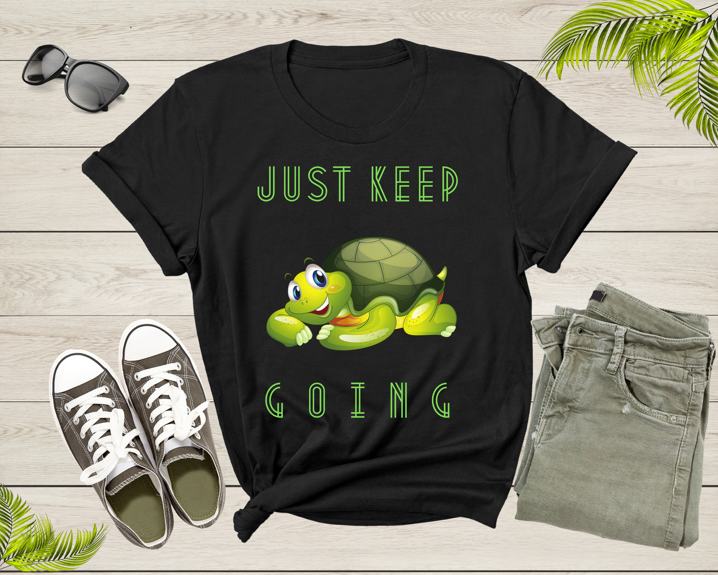 Just Keep Going Cute Turtle Tortoise Motivational Inspire T-Shirt Tortoise Quote Lover Gift T Shirt for Men Women Kids Boys Girls Tshirt
