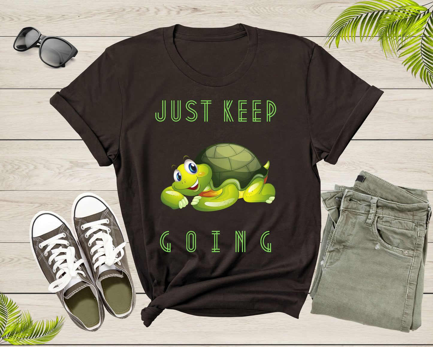 Just Keep Going Cute Turtle Tortoise Motivational Inspire T-Shirt Tortoise Quote Lover Gift T Shirt for Men Women Kids Boys Girls Tshirt