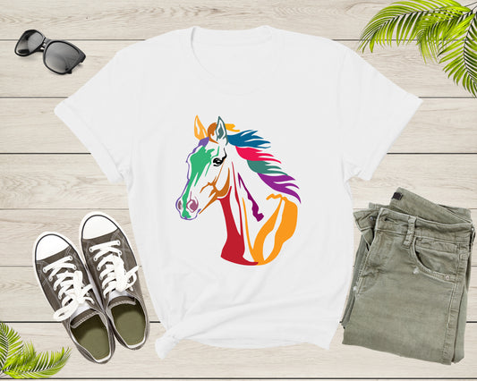 Cool Horse Pony Lover Gift Shirt For Men Women Kids Girls Boys Aesthetic Horse Lover Gift Ideas Tshirt Graphic Horse Head Silhouette T-shirt