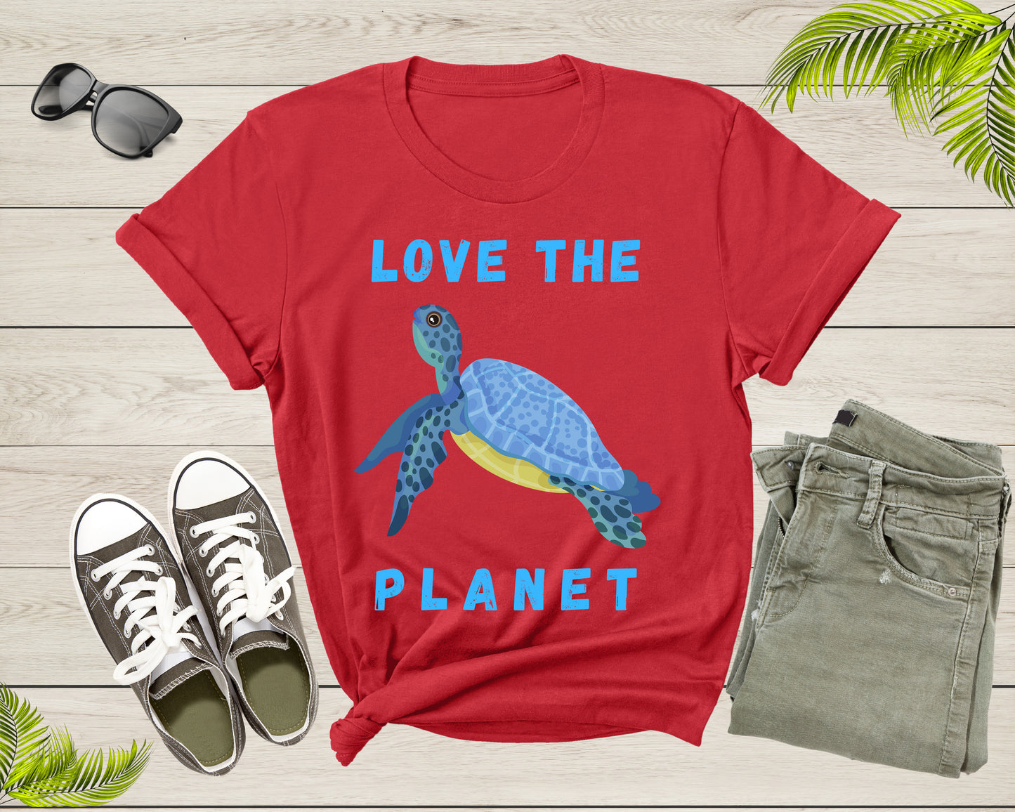 Love the Planet Earth Sea Turtle Swimming for Men Women Kids T-Shirt Ocean Animal Turtle Lover Gift T Shirt for Boys Girls Teens Tshirt