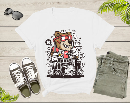 Music Band Bear Drummer Percussion Rocker Bear Musician T-Shirt Drummer Music Lover Gift T Shirt for Men Women Kids Boys Girls Teens Tshirt