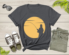 Load image into Gallery viewer, Cool Fisherman Fishing by the Lake at Sunset Fishing Rod T-Shirt Fisher Shirt for Men Women Kids Boys Girls Fishing at Sunset Gift Tshirt
