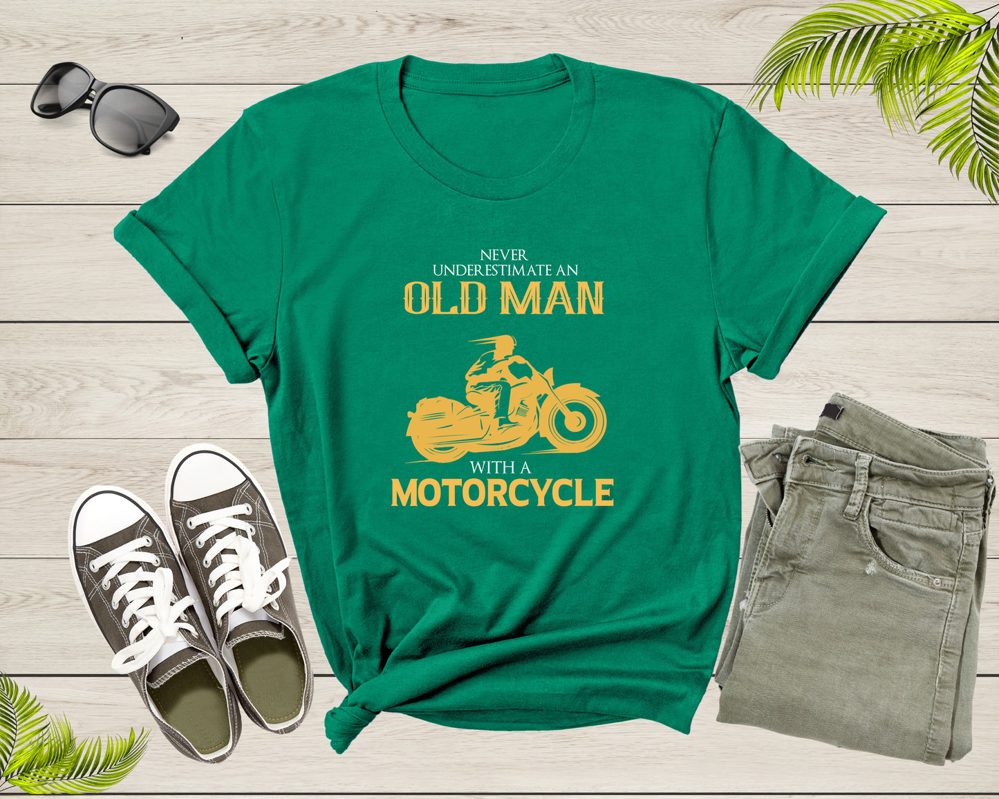 Never Underestimate an Old Man with a Motorcycle Bike Rider T-Shirt Motorbike Lover Gift T Shirt for Men Women Kids Boys Girls Teens Tshirt