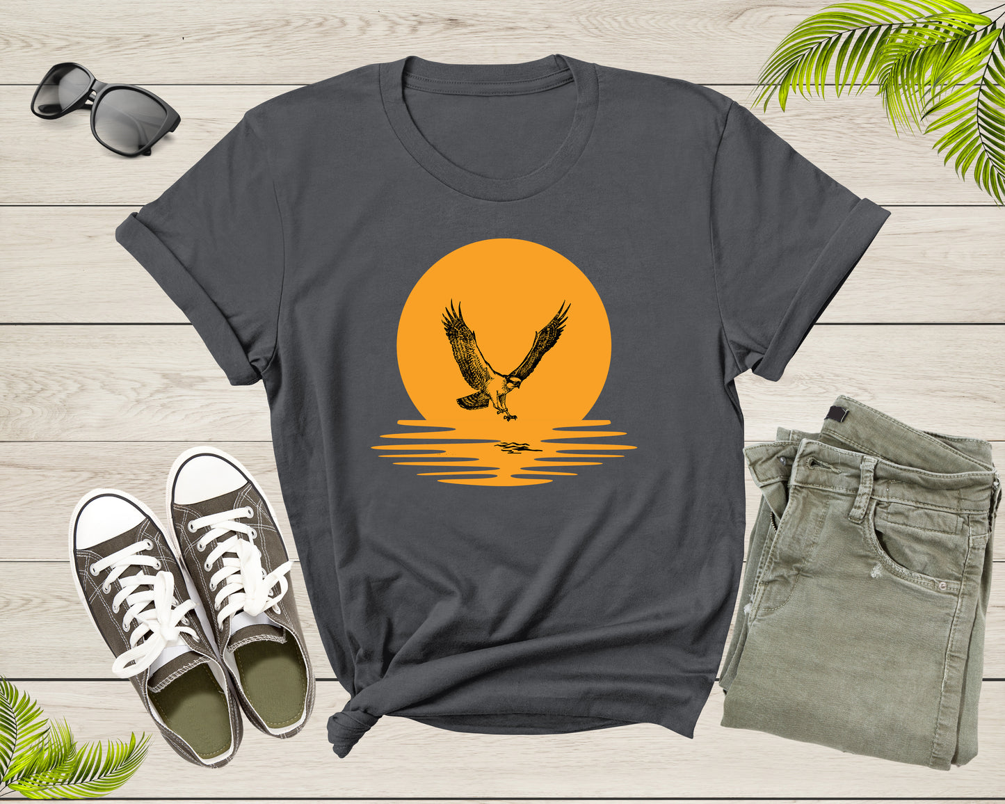 Osprey Bird Hunting Sunset Orange for Men Women Boys Girls T-Shirt Flying Osprey Sea Bird Lover Gift T Shirt for Boys Girls Teens Tshirt