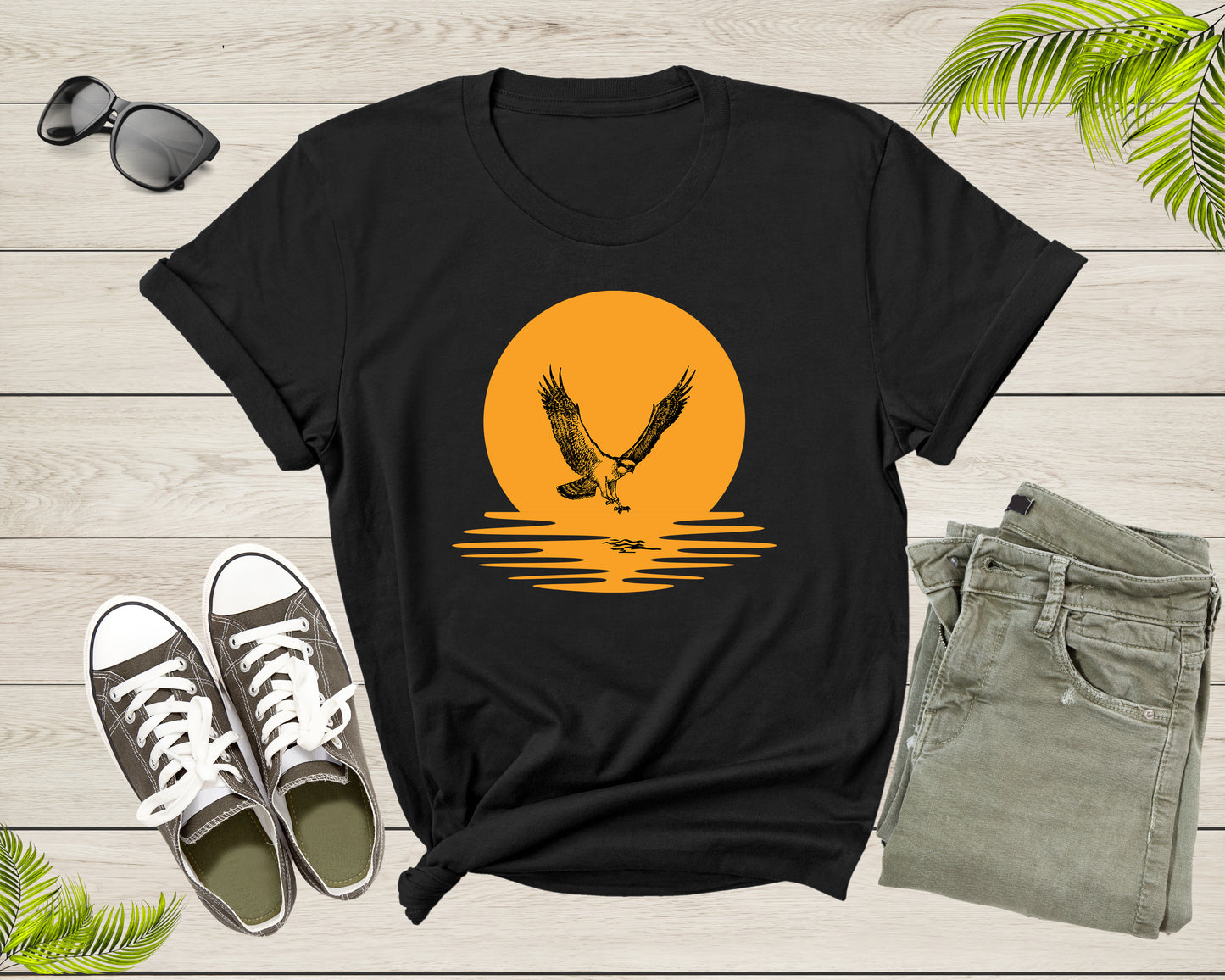 Osprey Bird Hunting Sunset Orange for Men Women Boys Girls T-Shirt Flying Osprey Sea Bird Lover Gift T Shirt for Boys Girls Teens Tshirt