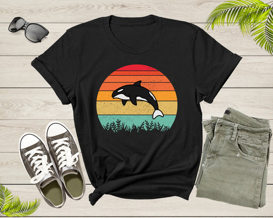 Retro Sunset Cute Orca Whale Shirt Environmental Ocean Lover Shirt Whale Lovers Tee Whale Animal Lover Gift Marine Life Nature Ocean Tshirt
