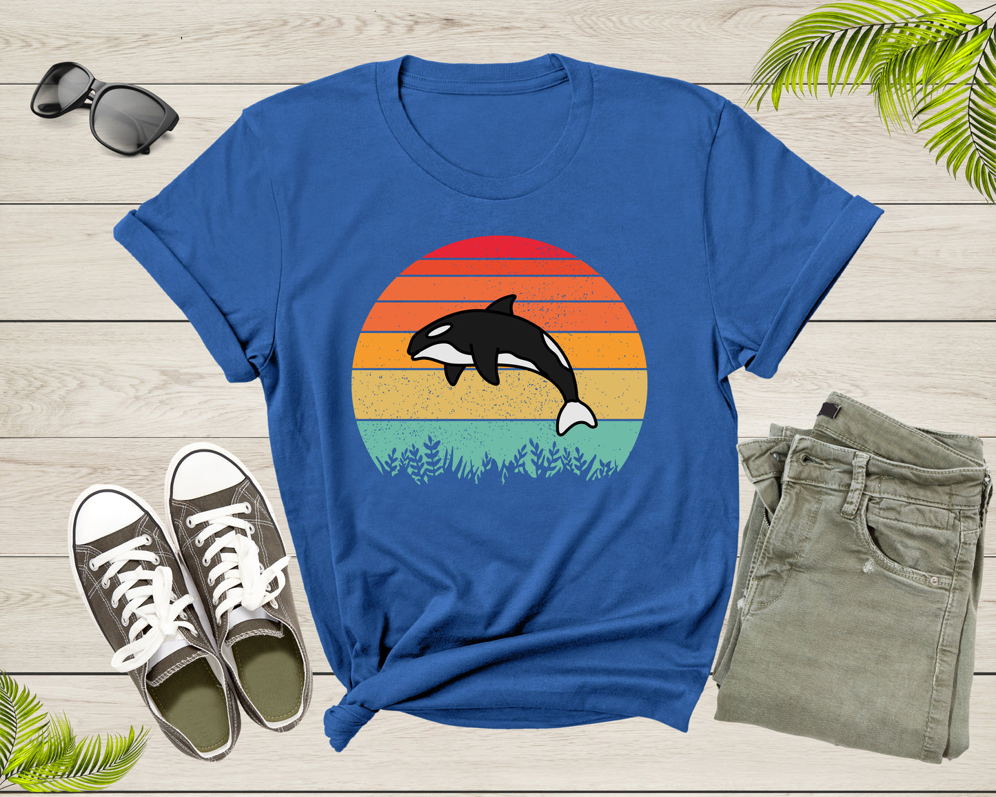 Retro Sunset Cute Orca Whale Shirt Environmental Ocean Lover Shirt Whale Lovers Tee Whale Animal Lover Gift Marine Life Nature Ocean Tshirt
