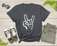 Load image into Gallery viewer, Rock On Hand Sign Symbol Gesture Rock Lover Salute Drawing T-Shirt Rocker Rock Lover Gift T Shirt for Men Women Kids Boys Girls Tshirt
