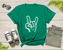 Load image into Gallery viewer, Rock On Hand Sign Symbol Gesture Rock Lover Salute Drawing T-Shirt Rocker Rock Lover Gift T Shirt for Men Women Kids Boys Girls Tshirt
