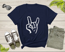 Load image into Gallery viewer, Rock On Hand Sign Symbol Gesture Rock Lover Salute Drawing T-Shirt Rocker Rock Lover Gift T Shirt for Men Women Kids Boys Girls Tshirt
