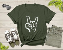 Load image into Gallery viewer, Rock On Hand Sign Symbol Gesture Rock Lover Salute Drawing T-Shirt Rocker Rock Lover Gift T Shirt for Men Women Kids Boys Girls Tshirt

