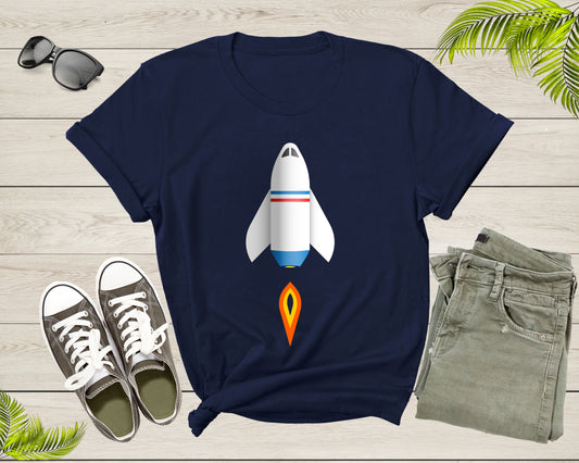 Rocket Spaceship Starship Shuttle Airplane Flying into Space T-Shirt Spacecraft Lover Gift T Shirt for Men Women Kids Boys Girls Tshirt