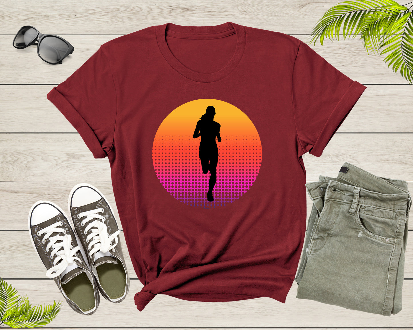 Running Woman Silhouette Runner Athlete Marathon Sprinter T-Shirt Runner Running Lover Gift T Shirt for Men Women Kids Boys Girls Tshirt