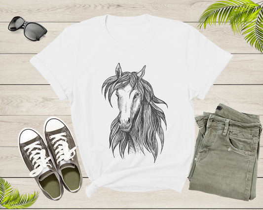 Cool Horse Pony Lover Gift Shirt For Men Women Kids Girls Boys Aesthetic Horse Lover Gift Ideas Tshirt Graphic Horse Head Silhouette T-shirt