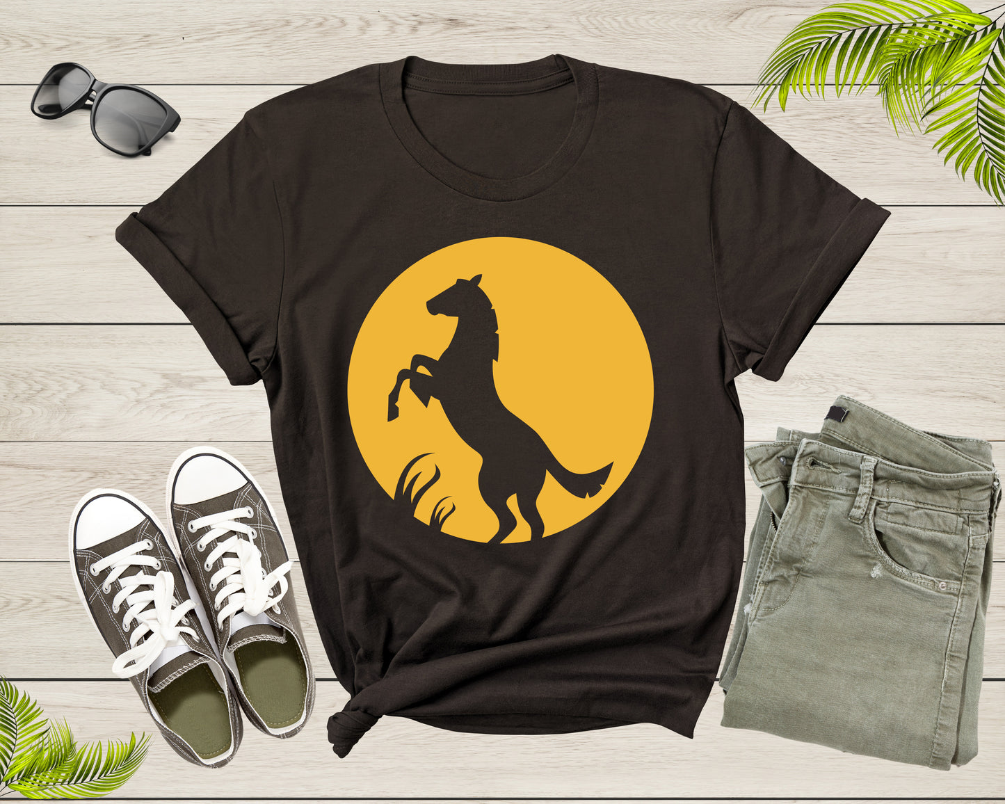 Cool Horse Pony Lover Gift Shirt For Men Women Kids Girls Boys Aesthetic Horse Lover Gift Tshirt Graphic Horse Sunset Silhouette T-shirt