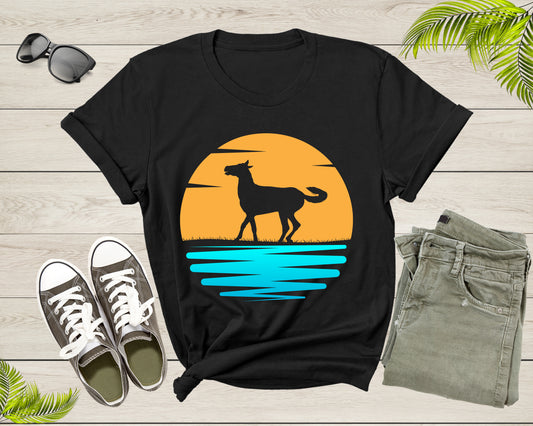 Cool Horse Pony Lover Gift Shirt For Men Women Kids Girls Boys Aesthetic Horse Lover Gift Tshirt Graphic Horse Sunset Silhouette T-shirt