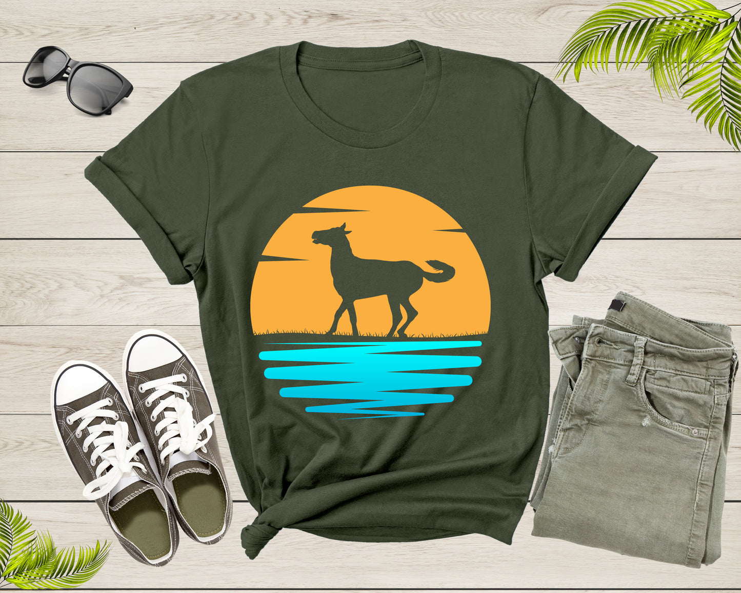 Cool Horse Pony Lover Gift Shirt For Men Women Kids Girls Boys Aesthetic Horse Lover Gift Tshirt Graphic Horse Sunset Silhouette T-shirt