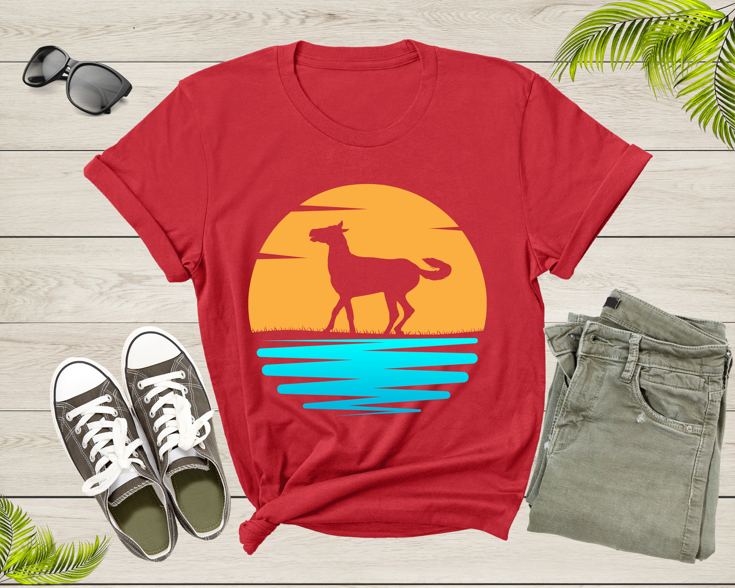 Cool Horse Pony Lover Gift Shirt For Men Women Kids Girls Boys Aesthetic Horse Lover Gift Tshirt Graphic Horse Sunset Silhouette T-shirt