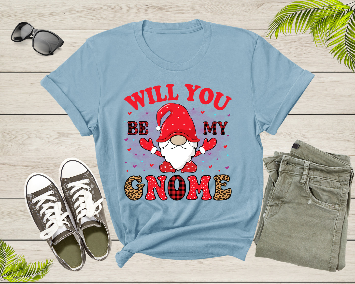 Valentine's Day Will You Be My Valentines Red Gnome Gifts T-Shirt Cute Gnome Shirt Valentines Day Gift Love Shirt Gnome Love Heart Tshirt