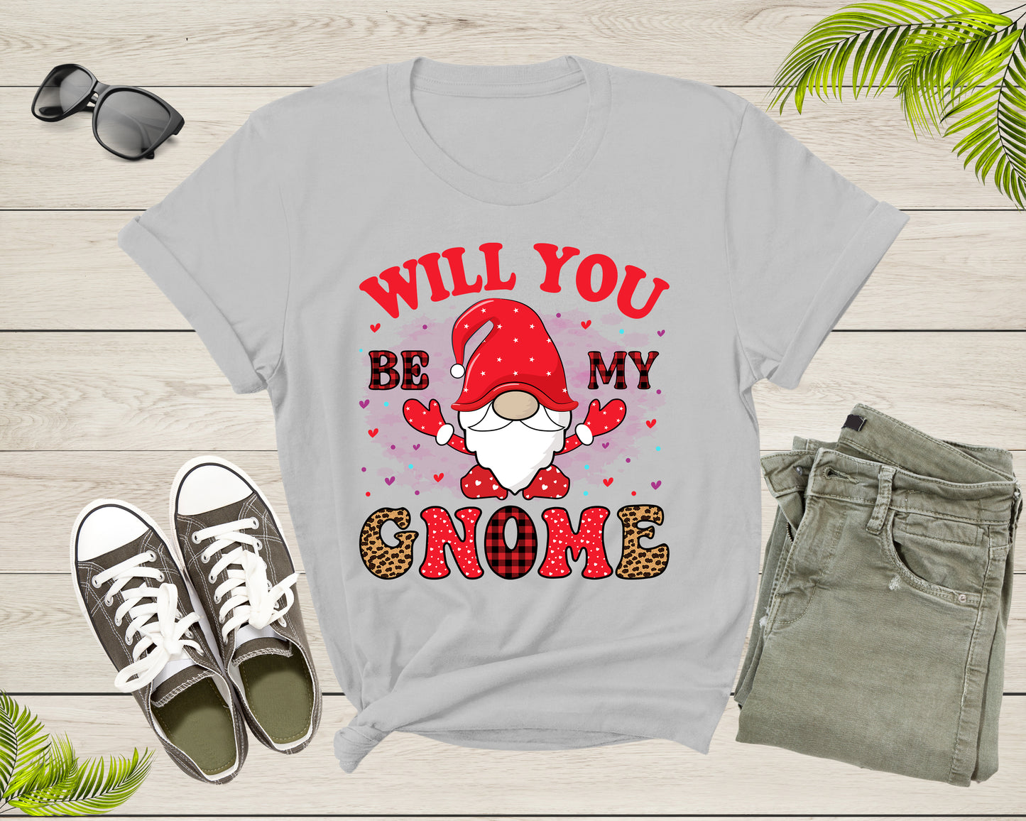 Valentine's Day Will You Be My Valentines Red Gnome Gifts T-Shirt Cute Gnome Shirt Valentines Day Gift Love Shirt Gnome Love Heart Tshirt