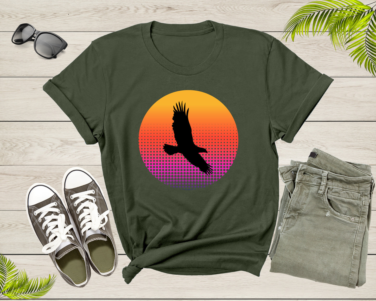 Vulture Eagle Bird Flying in the Sky at Sunset Animal Bird T-Shirt Eagle Animal Lover Gift T Shirt for Men Women Boys Girls Teens Tshirt