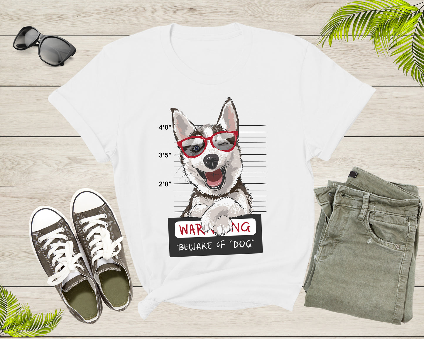Warning Be Aware of Dog Husky Cute Eskimo Dog Puppy Pet Dog T-Shirt Dog Lover Owner Gift T Shirt for Men Women Boys Girls Teens Tshirt