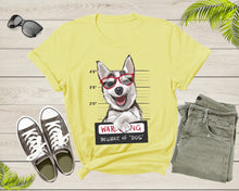 Load image into Gallery viewer, Warning Be Aware of Dog Husky Cute Eskimo Dog Puppy Pet Dog T-Shirt Dog Lover Owner Gift T Shirt for Men Women Boys Girls Teens Tshirt
