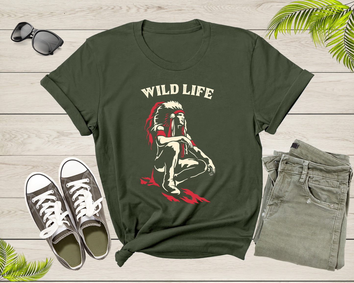 Wild Life Cool Native American Indian Indigenous People T-Shirt Native Historic Gift Lover T Shirt for Men Women Boys Girls Teens Tshirt