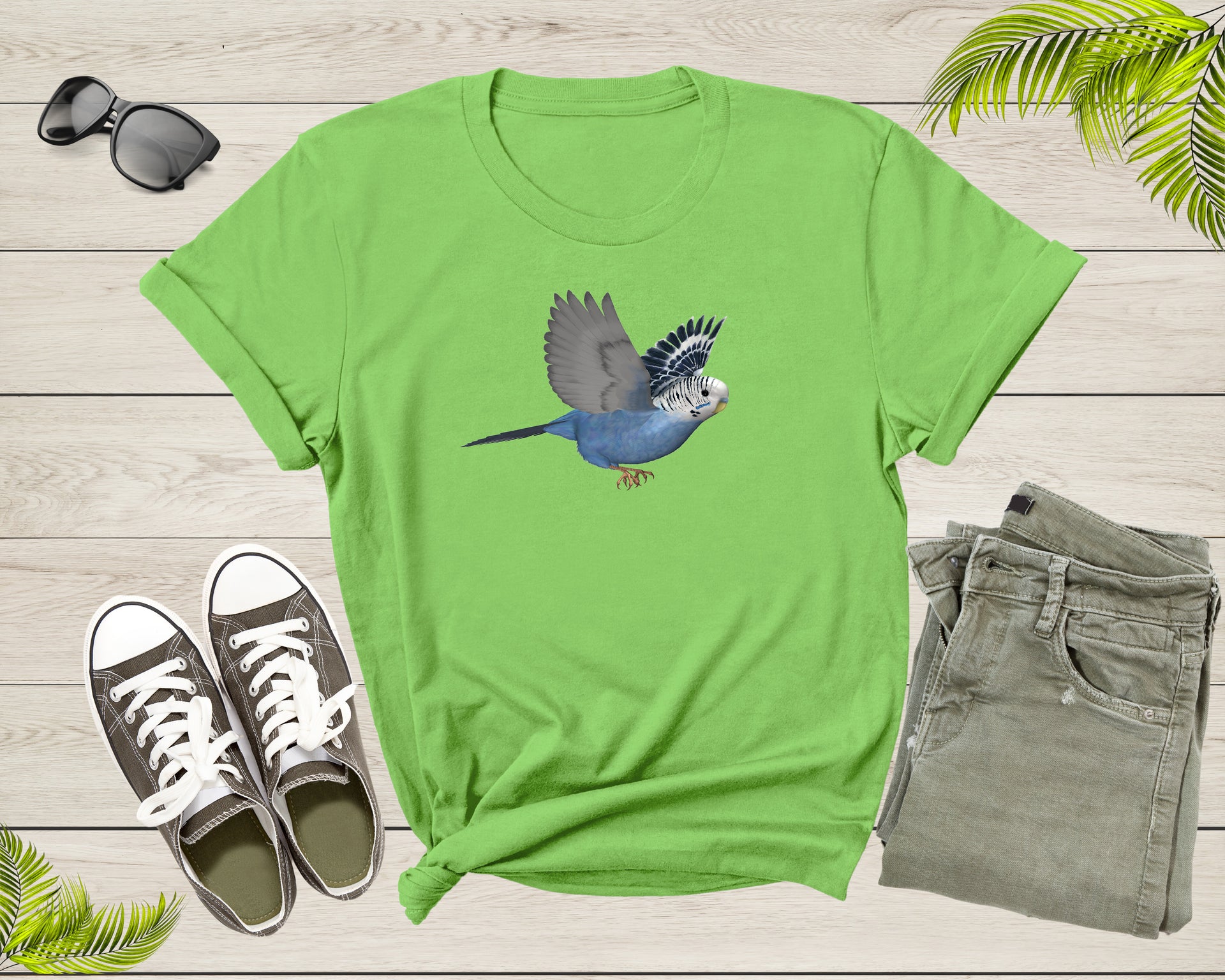 Womens Mens Cute Flying Parakeet Budgie Bird Lover Gift Shirt