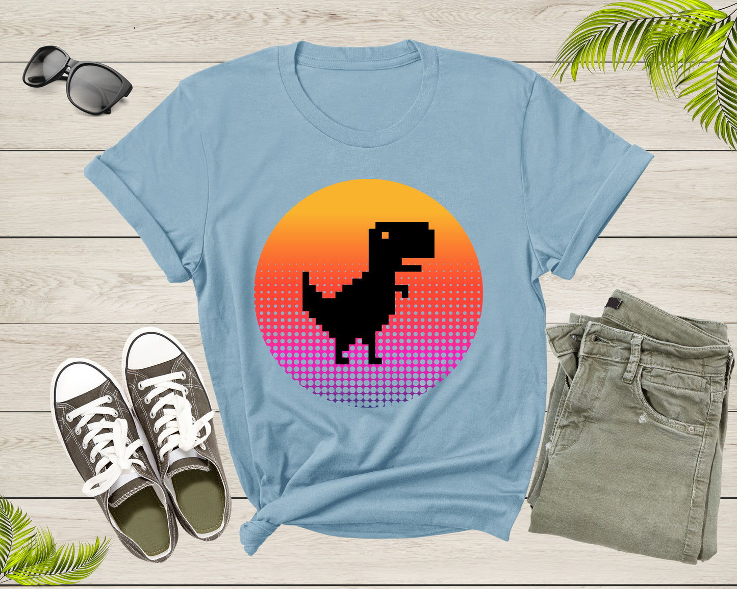 Cool Dinosaur T-Rex Animal Bird at Sunset for Men Women Kids T-Shirt Dino T Shirt Gift for Men Women Kids Boys Girls Trex Dino Tshirt